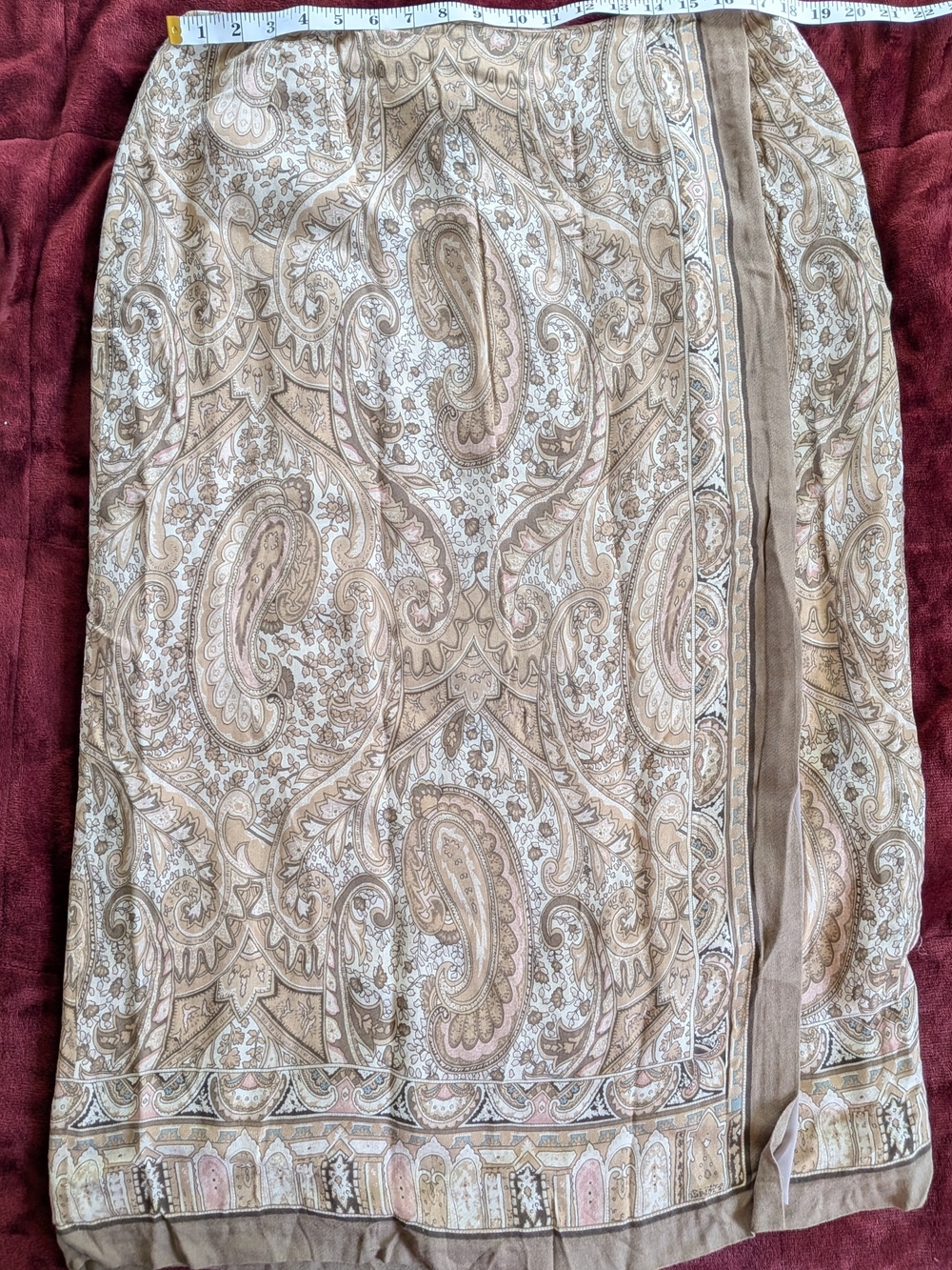 VINTAGE SUSAN BRISTOL PAISLEY MOCK-V WRAP SKIRT SZ 18